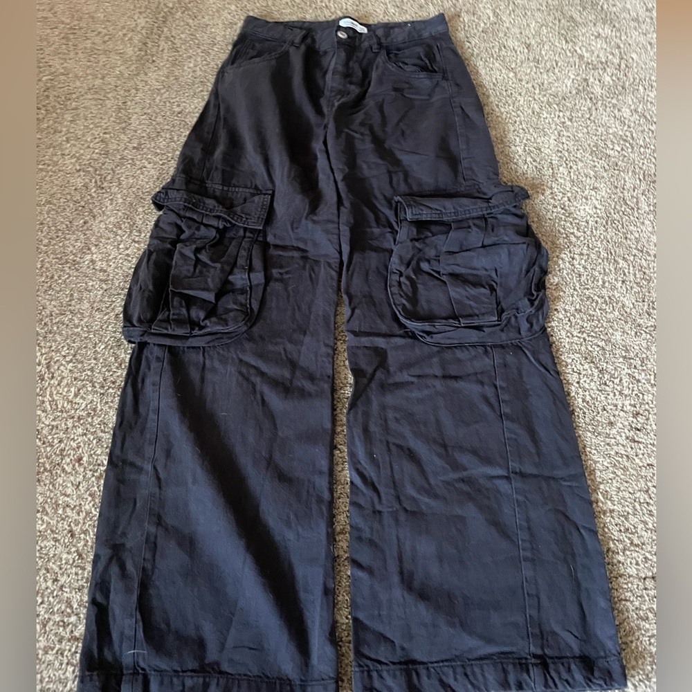 Pull&Bear Black Cargo Jeans